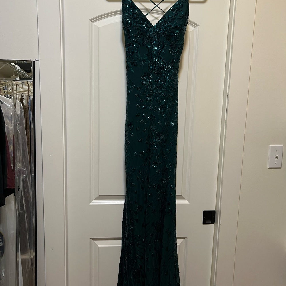 Lulu's Dark Green Sequin Dress